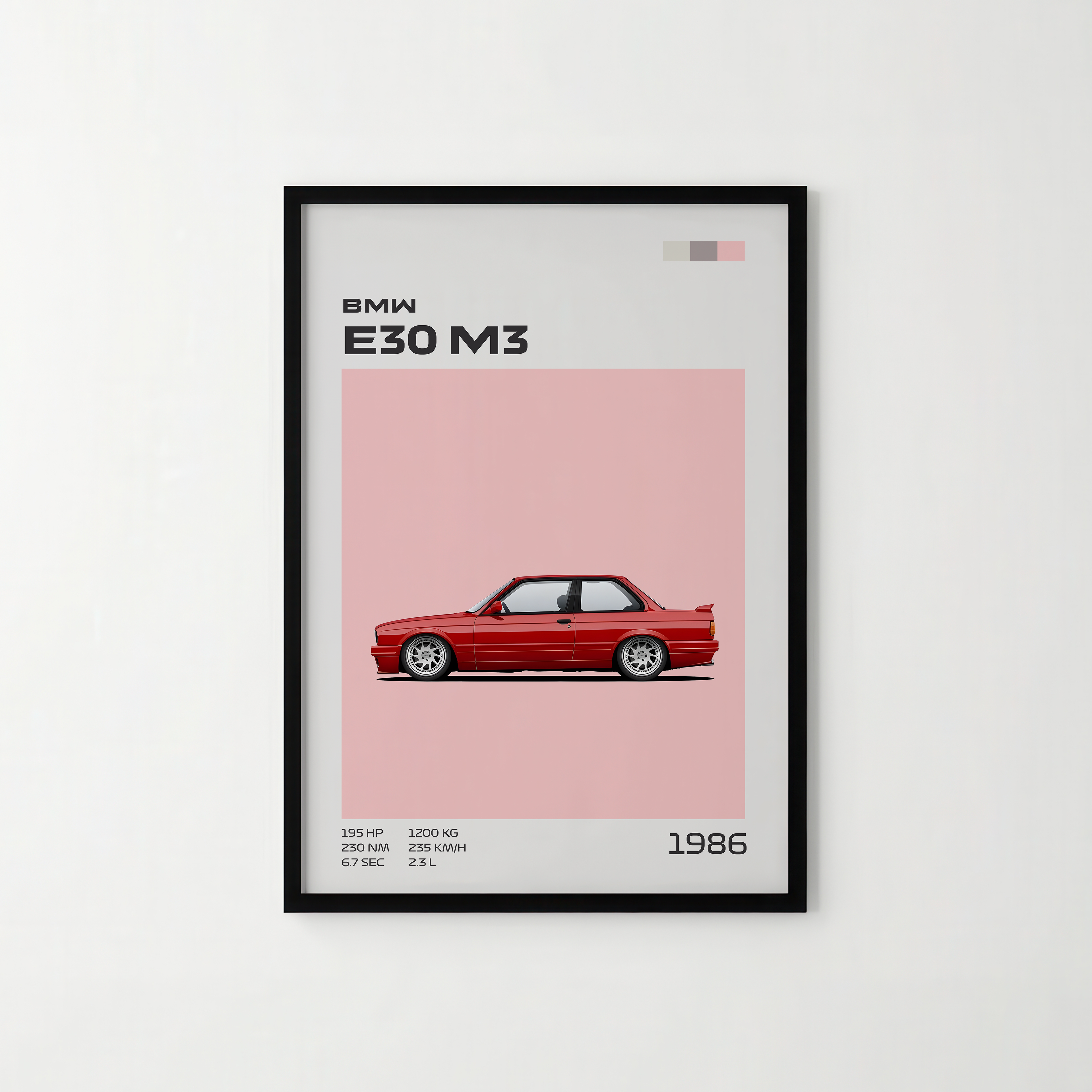 Poster BMW E30 M3 Red "Classic Edition"