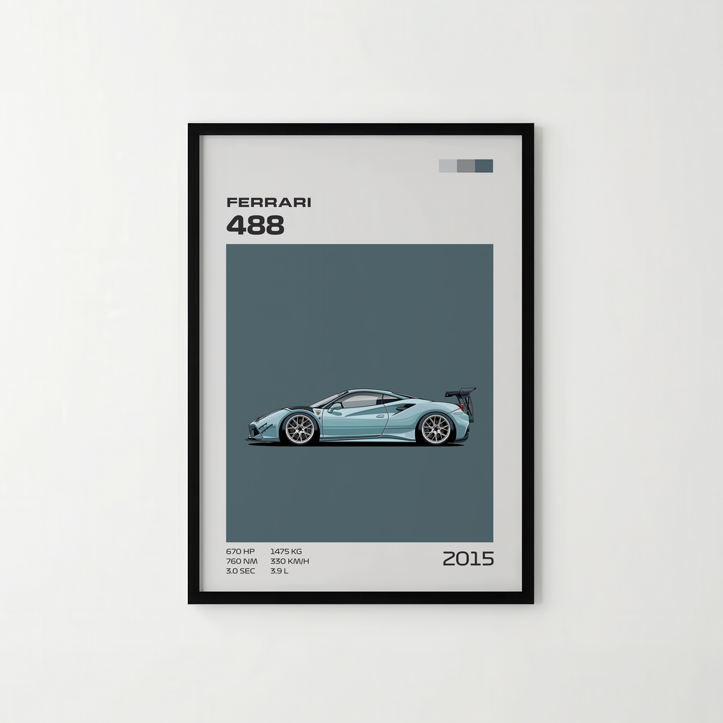 Poster Ferrari 488 GTB "Classic Edition"