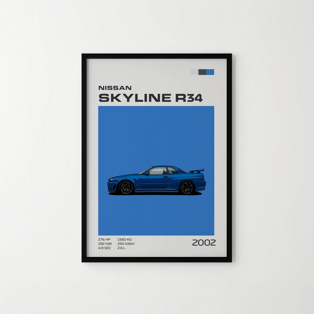 Poster Nissan Skyline R34 GT-R (1999-2002) "Classic Edition"