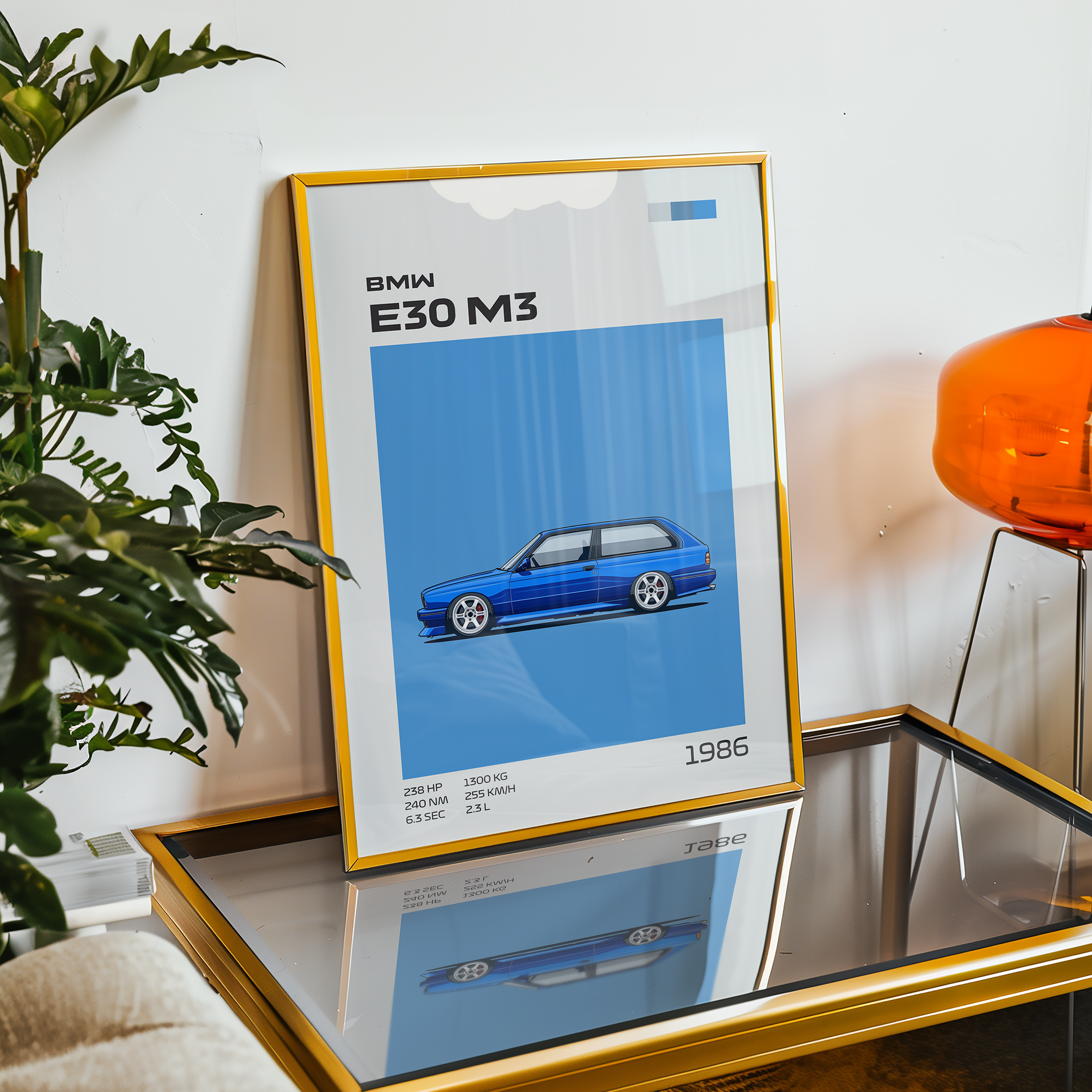 Poster BMW E30 M3 Blue "Classic Edition"